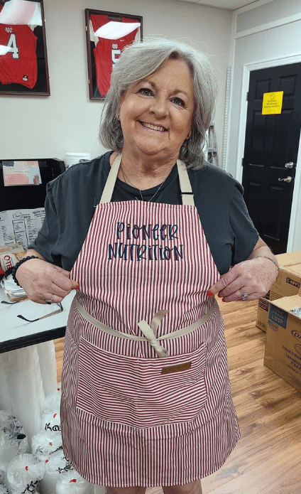 Angie Surles wearing apron